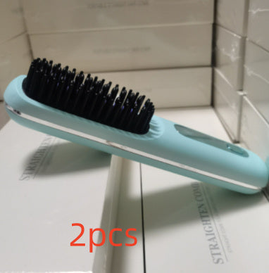 Pettine per capelli lisci 2 in 1, spazzola lisciante per capelli wireless, riscaldamento rapido, arricciacapelli portatile, ricarica USB
