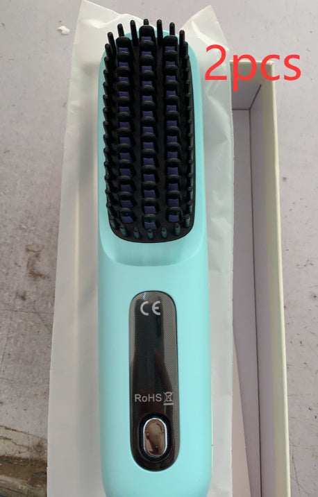 Pettine per capelli lisci 2 in 1, spazzola lisciante per capelli wireless, riscaldamento rapido, arricciacapelli portatile, ricarica USB