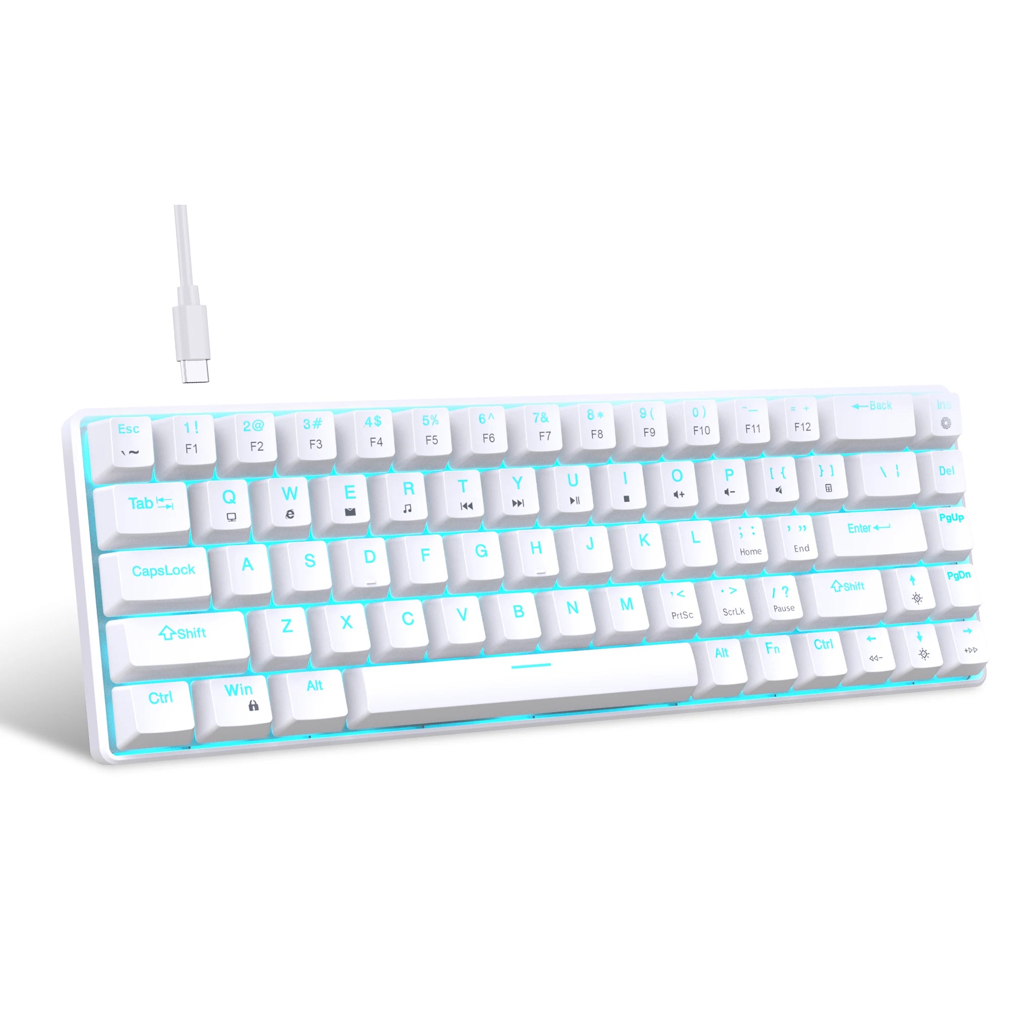 Tastiera meccanica ergonomica a 68 tasti con retroilluminazione RGB LED, Switch blu