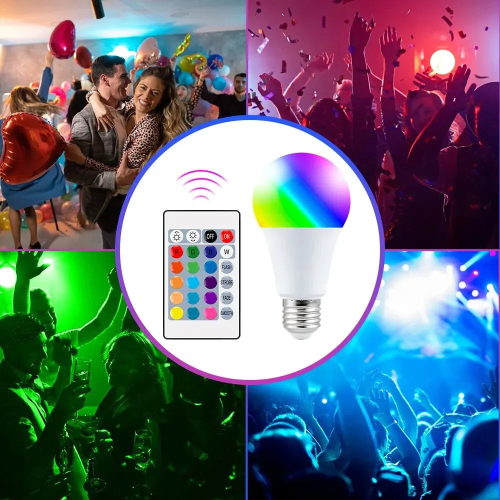Lampadina LED RGB multicolore a 16 colori E27 220V Illuminazione domestica dimmerabile Telecomando a 24 tasti Lampada intelligente Luce d'atmosfera