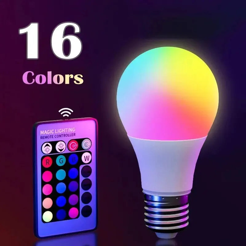 Lampadina LED RGB multicolore a 16 colori E27 220V Illuminazione domestica dimmerabile Telecomando a 24 tasti Lampada intelligente Luce d'atmosfera