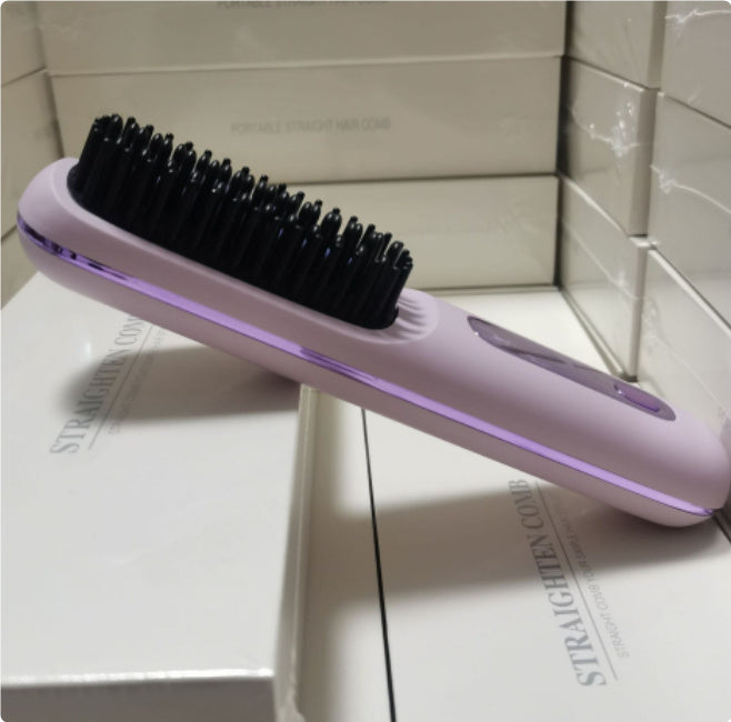 Pettine per capelli lisci 2 in 1, spazzola lisciante per capelli wireless, riscaldamento rapido, arricciacapelli portatile, ricarica USB