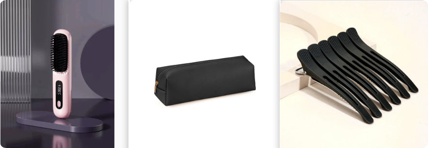 Pettine per capelli lisci 2 in 1, spazzola lisciante per capelli wireless, riscaldamento rapido, arricciacapelli portatile, ricarica USB